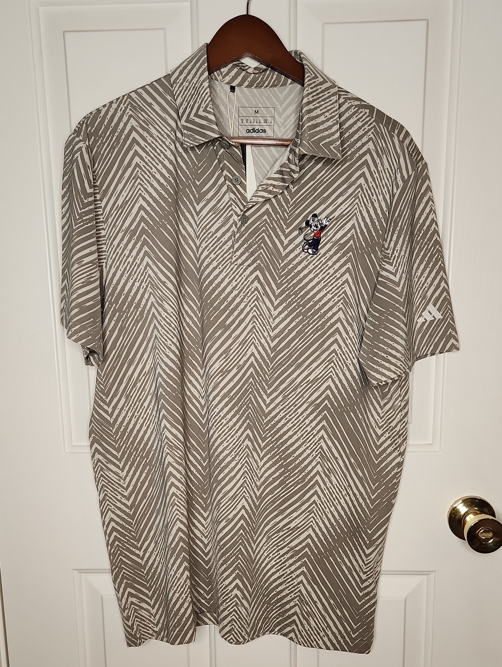 Adidas X Disney Ultimate 365 Golf Polo Mickey Mouse Silver Pebble Size M NWT